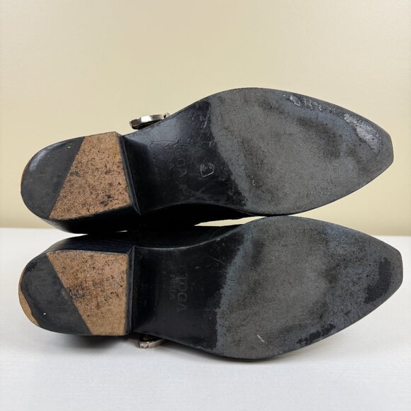 Toga Pulla Western Buckle Black Suede Ankle Boots - Picture 13 of 16